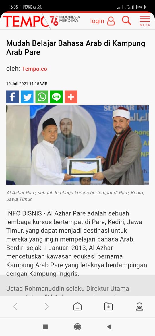 Liputan Media Tes TOAFL Al Azhar Pare